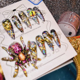 Qfdian 10Pcs High Quality Handmade Press on Nails Earth Demon Spider Dark Super Flash Exaggerated Spider Spicy Girl Personality Gothic