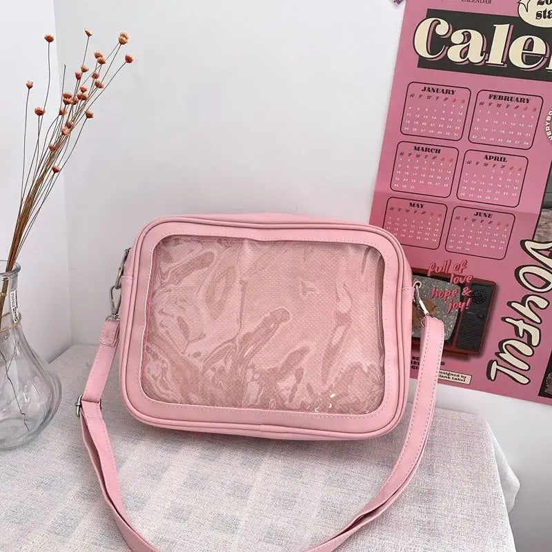 Qfdian Japanese Preppy All Match Shoulder Bag Girls Transparent Patchwork Handbags Women Y2k Aesthetic Simple Cute Crossbody Ita Bags