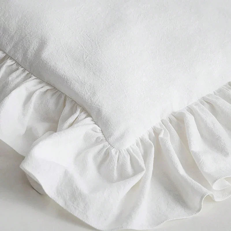 Qfdian White Chair Cover Household Lace Ruffled Seat Slipcovers Living Room Kitchen Office Removable Washable Protector Cushions Covers