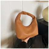 Qfdian Women Underarm Bag Classic Fashion Woven Embossed Hobo Soft PU Leather Small Top-handle Shoulder Bag Casual Daily Handbags