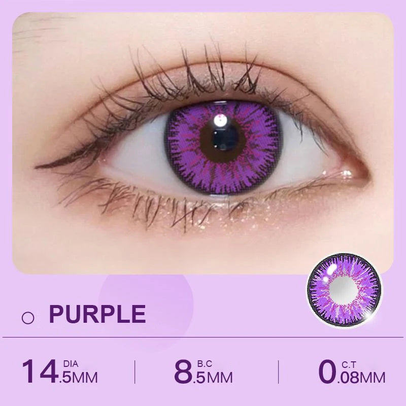 Qfdian 2Pieces Color Contact Lenses Bueatiful Pupil Cosmetic Circle Lens Yearly Cosplay Colour Contacts