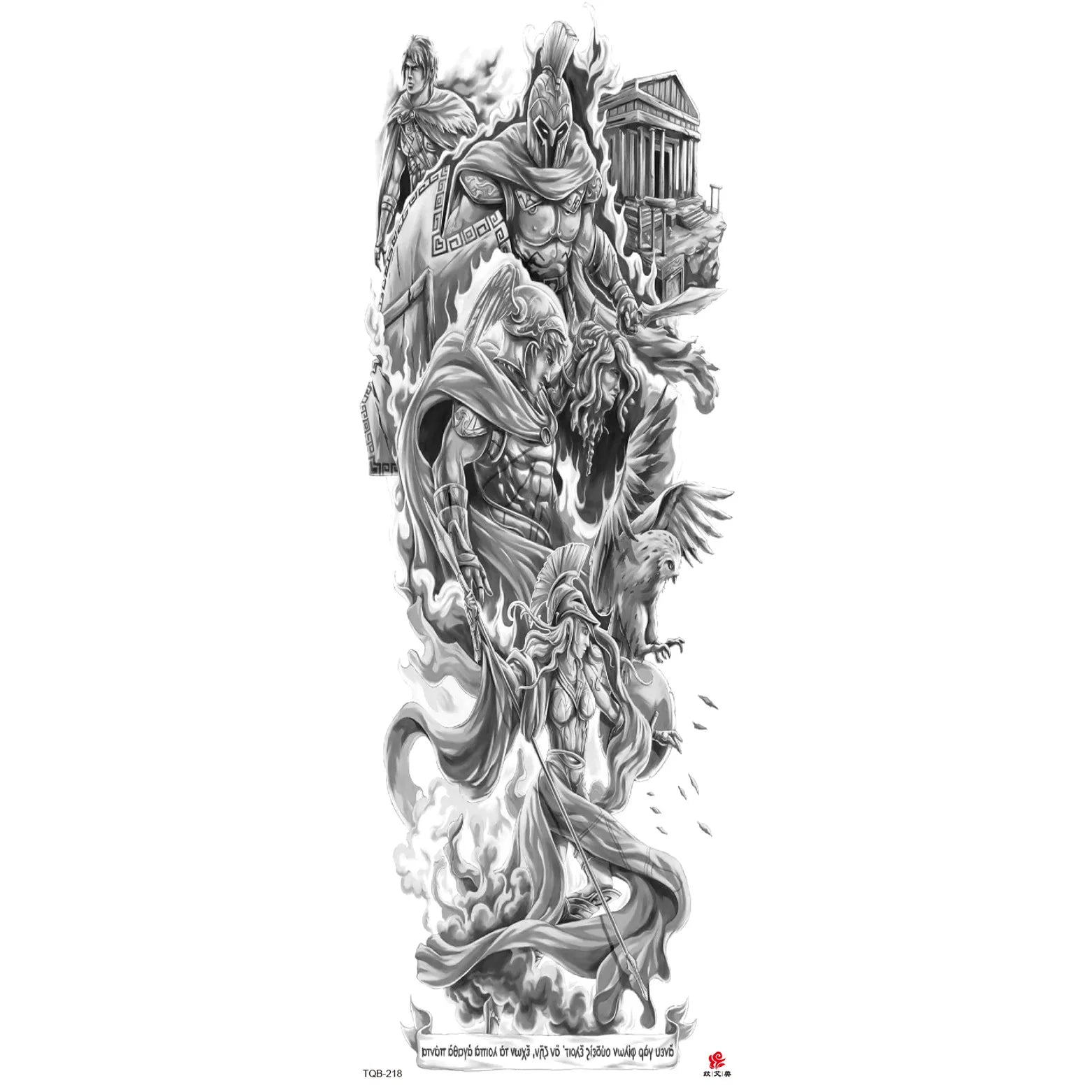 Qfdian Full Arm Tattoo Waterproof Temporary StickerCool Skull Fish Dragon Lion Clock Men Women Art Fake Sticker Glitter Style