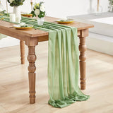 Qfdian Sage Green Chiffon Table Runner Wedding Decoration Baby Shower Birthday Parties Christmas Halloween Thanksgiving Events Supplies