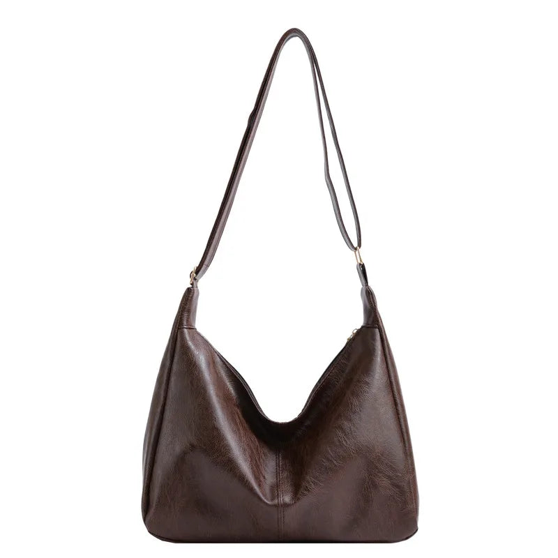 Qfdian Retro Patent Leather Shoulder Bag For Women Luxury Flap Crossbody Bag Casual Tote Bag Large Capacity Underarm Handbags And Purse
