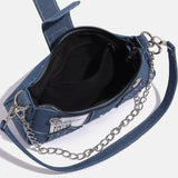 Qfdian Y2k Millennium Star Cowboy Underarm Bag Fashion Crescent Bag Canvas Handbag Chain Bag