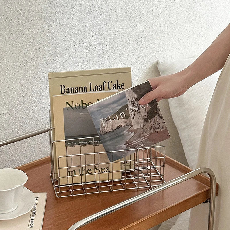 Qfdian Ins Minimalist Iron Desktop Storage Rack Organizer Table Organizing Rack Document Book Rack Desk Multi-functional Storage Rack