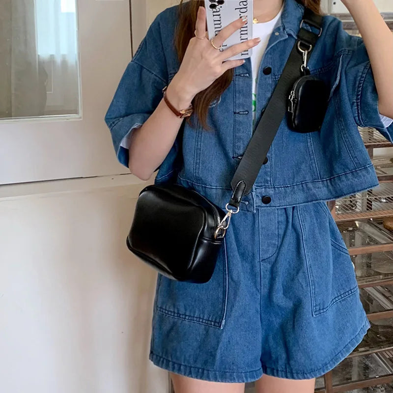 Qfdian Vintage All Match Wide Straps Crossbody Bags Simple Women Mini Purses Fashion Casual Y2k Aesthetic Shoulder Handbags Streetwear
