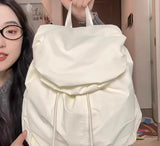 Qfdian Korean Sweet Girls Chic Backpack Fashion Preppy All Match Students Schoolbags Women Casual Pleated Nylon Backpacks Y2k Aesthetic