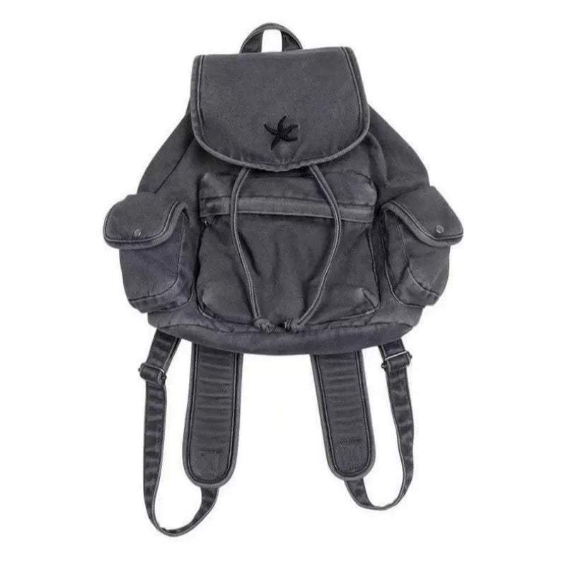 Qfdian Vintage Y2k Aesthetic Women Students Backpacks Casual Simple All Match Denim Bags Japanese Streetwear Fashion Girls Schoolbags