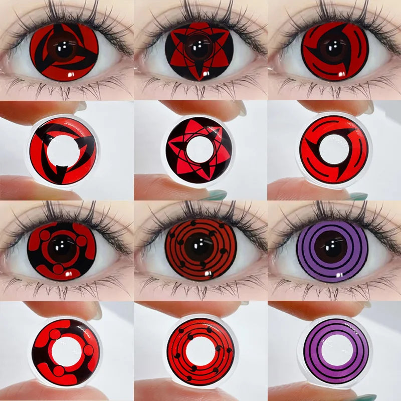 Qfdian 2Pcs/Pair Contacts Annually Red Color Contact Lenses Cosplay Halloween Eye Lenses