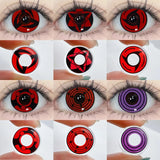 Qfdian 2Pcs/Pair Contacts Annually Red Color Contact Lenses Cosplay Halloween Eye Lenses
