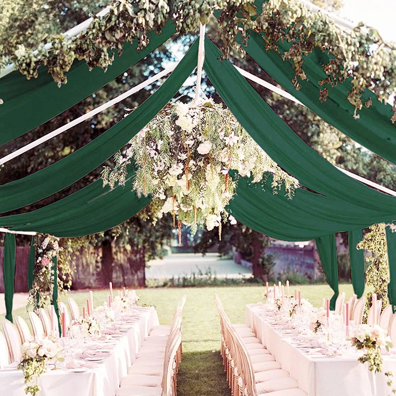 Qfdian Wedding Drapes Ceiling Decoration Chiffon Sheer Curtain for Weddings Reception Birthday Party Arch Drapery Tent Bedroom Backdrop