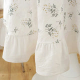 Qfdian Boho Ruffle Tablecloth Rectangle Retro Farmhouse Flounces Trim Washable Table Cover for Coffee Kitchen Picnic Wedding Decoration