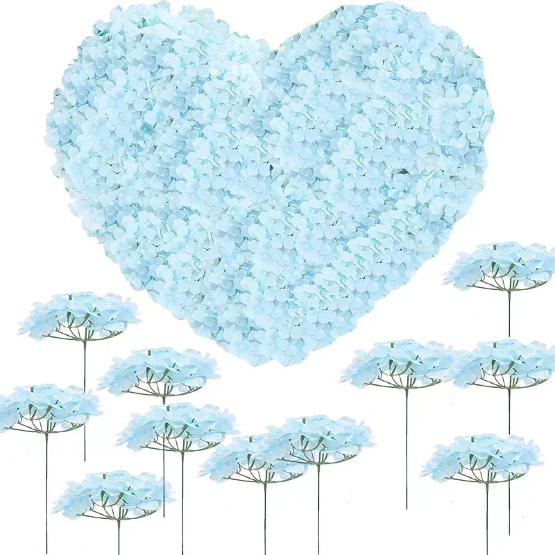 100 Pcs Hydrangea Artificial Flowers Silk Hydrangeas Flower Heads with Stems Fake Hydrangea Bouquet for Wedding DIY Floral Decor