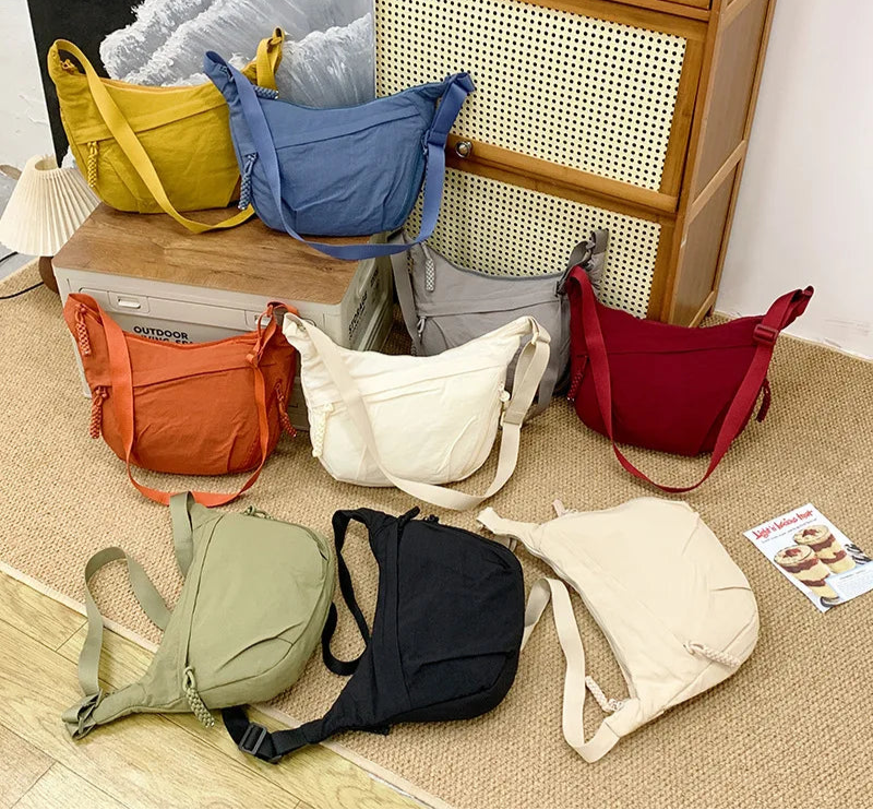 Qfdian New Women Simple All Match Shoulder Handbags Casual Solid Cargo Hobo Bag Streetwear Vintage Crossbody Bags Y2k Aesthetic