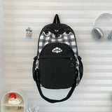 Qfdian Y2k Aesthetic Contrast Color Plaid Schoolbags Women Preppy Kawaii All Match Ita Bags Transparent High-capacity Student Backpacks