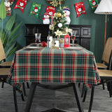 Qfdian Checkered Christmas Tablecloth Oblong Red Retro Plaid Table Cloth Stain Resistance Winter Xmas Holiday Party Kitchen Table Cover