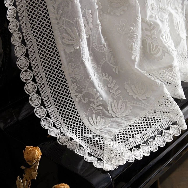 Qfdian Luxury Lace Tablecloth Rectangular for Living Room Bedroom Tea Cover Table Cover Bridal Baby Shower Embroider Wedding Decoration