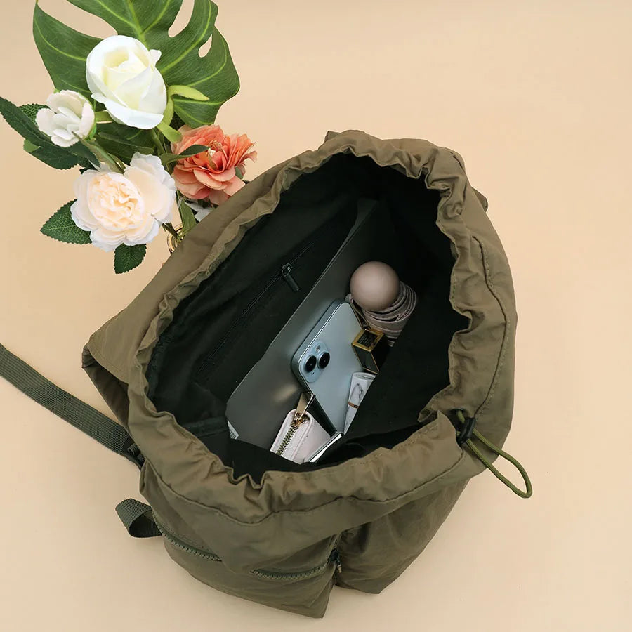 Qfdian Casual Backpack Women Large Capacity Fashion Junior High School Student Pleat Schoolbag Cloth Bag Korean Travel Backpack