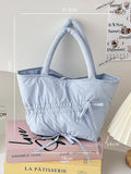 Qfdian Casual Simple Pleated Bow Solid Women's Handbags All Match Shopping Top-Handle Bags Fashion Y2k Aesthetic Trendy Clutches Female