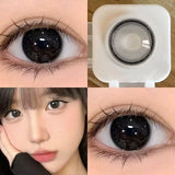 Qfdian Myopia Blue Color Contact Lenses Black Pupil 6months 1pair Cosmetic Lenses