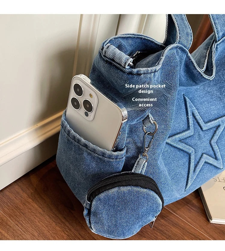 Qfdian Tote shoulder bag, frosted bag, commuter bag, women's retro, simple, large capacity, wear-resistant