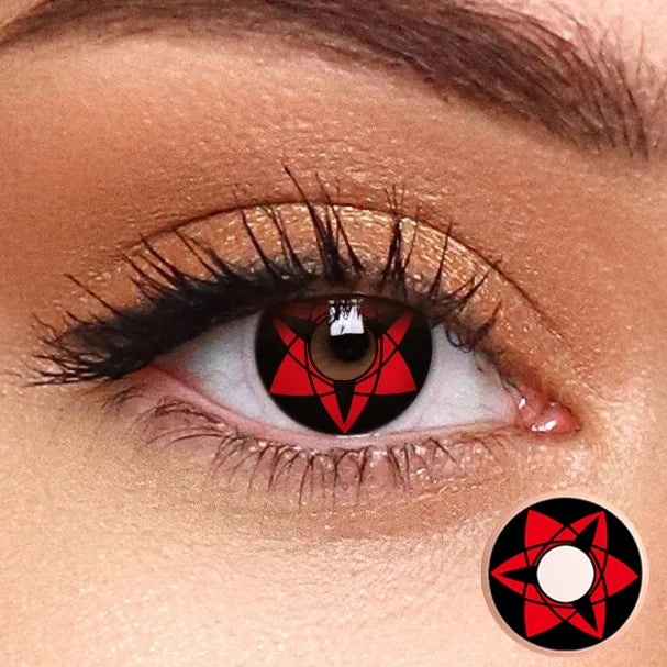 Qfdian 2Pcs/Pair Contacts Annually Red Color Contact Lenses Cosplay Halloween Eye Lenses