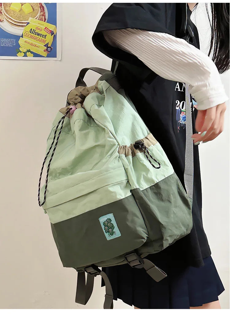 Qfdian New Spring and Autumn Collection Lightweight Backpack with Drawstring Drawstring Bag Outdoor Sports Mountaineering Large Capacit