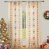 Qfdian 78 Inch Christmas Sheer Curtains for Living Room Bedroom Lace Beige Bells Embroidery Home Decorations Rod Pocket Window Curtains