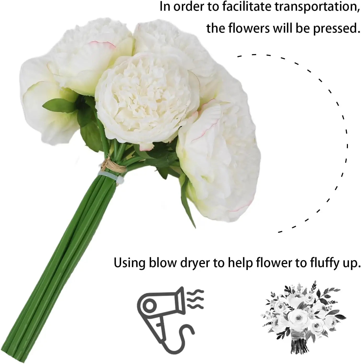 Qfdian 10PCS  Artificial Peony Flowers Fake Silk Peony for Home Wedding Table Centerpieces Party Festiva Decoration