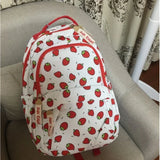 Qfdian High-capacity Women All Match Backpack Kawaii Cute Strawberry Print Students Schoolbags   Harajuku Sweet Chic Backpacks