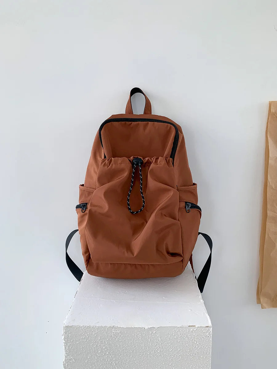 Qfdian College Students Y2k Aesthetic Vintage Backpacks High-capacity Simple Casual Women Backpack 2025 Nylon High-capacity Schoolbags