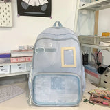 Qfdian Y2k Aesthetic Vintage Grunge Ita Bags High-capacity Transparent Laptop Schoolbags Women Students All Match Ins Preppy Backpacks