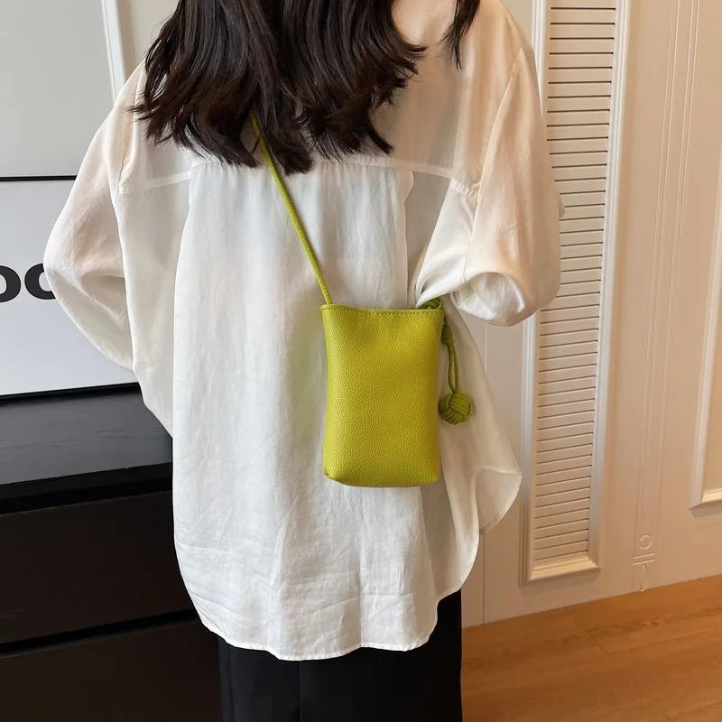Qfdian Women PU Leather Small Crossbody Bag Fashion Designer Cell Phone Bag Lightweight Simple Shoulder Bag Ladies Travel Purse