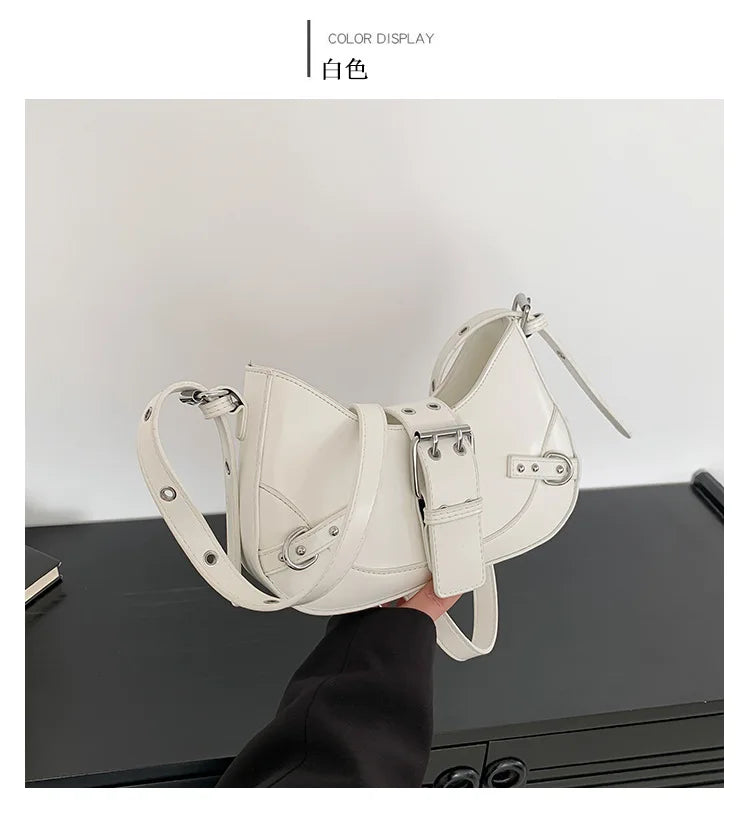 Qfdian Fashion Armpit Bag For Women New Y2K Underarm Bags Solid Color Crescent Shoulder Bag High Quality Crossbody Phone Pouch