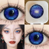 Qfdian Prussian Blue Color Contact Lenses Cosplay Softlens for Eyes Lenses Eyecontacts with Myopia