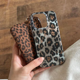 Qfdian Retro Leopard Print Smooth Pattern Mobile Phone Protective Case for iPhone 16 15 14 13 12 Pro Max Shockproof Protection Cover