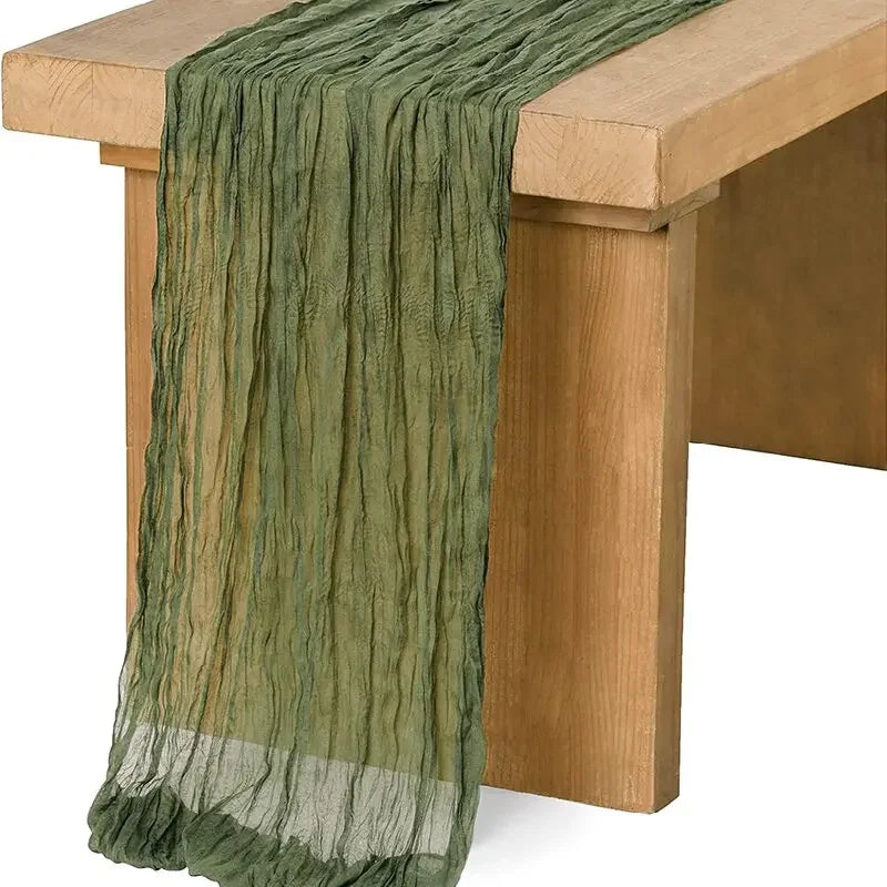 Qfdian 3pcs White Cheesecloth Table Runner Boho Gauze Cheese Cloth for Wedding Bridal Baby Shower Birthday Party Cake Table Decorations