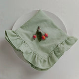 Qfdian 4Pcs White 45x45cm Ruffles Napkins for Birthday Wedding Party Baby Shower Tea Restaurant Christmas Table Placemats Dinning Decor