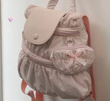 Qfdian Women Trendy All Match Pleated Backpack Korean Casual Preppy Schoolbags Trendy Y2k Aesthetic Nylon Zipper Backpacks for Students