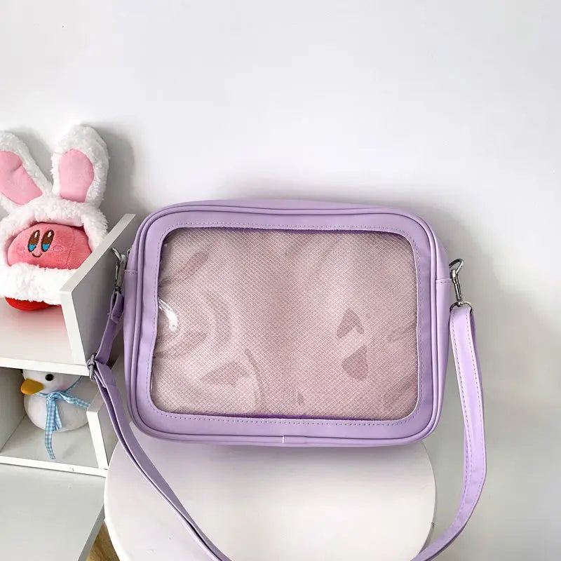 Qfdian Japanese Preppy All Match Shoulder Bag Girls Transparent Patchwork Handbags Women Y2k Aesthetic Simple Cute Crossbody Ita Bags