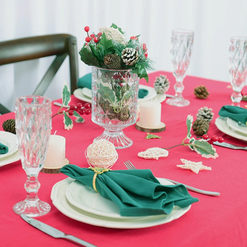 Qfdian 10PC Cloth Napkins Dark Green 30X45cm Thanksgiving Cotton Dinner Napkin for Wedding Party Baby Shower Christmas Table Decoration