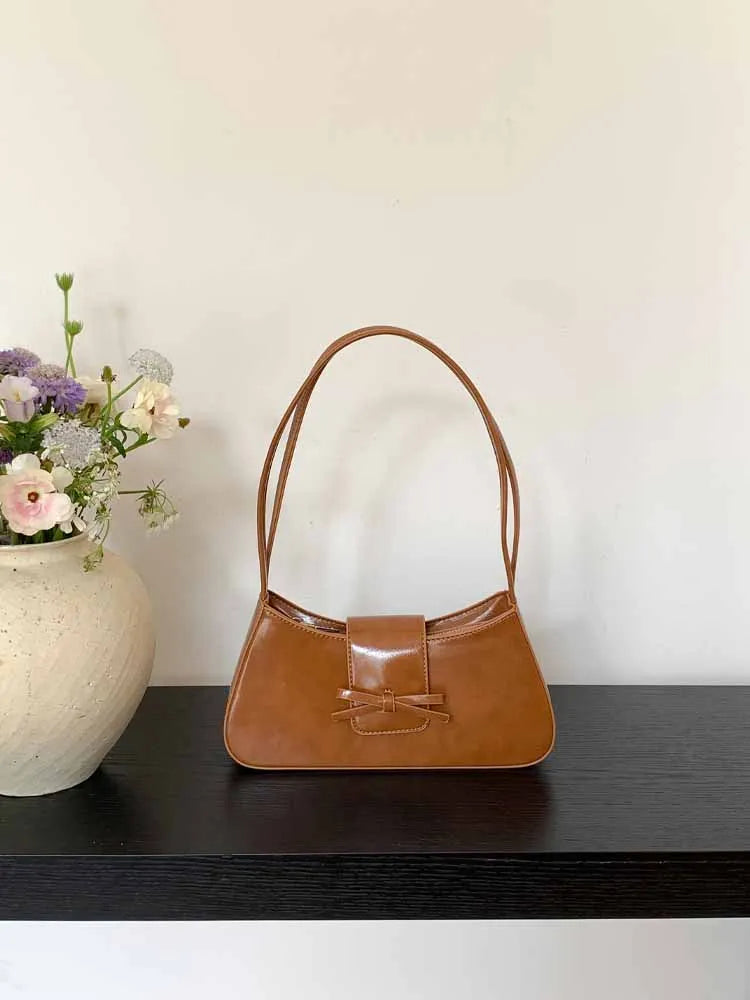 Qfdian Luxury Design All Match Y2k Aesthetic Bow Underarm Bag Women Fairy Elegant Shoulder Bags Office Lady Fashion Purses and Handbags