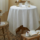 Qfdian Lace Tablecloth Embroidered TableCover Square Classic Dustproof Table Protector for Kitchen Dining Room Party Wedding Decoration