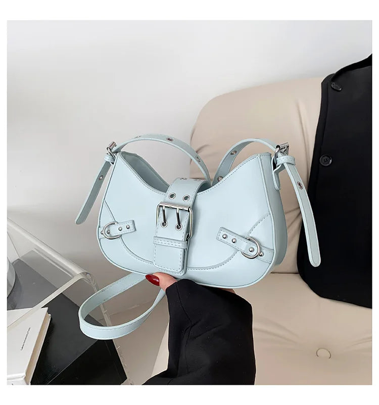Qfdian Fashion Armpit Bag For Women New Y2K Underarm Bags Solid Color Crescent Shoulder Bag High Quality Crossbody Phone Pouch