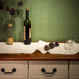 Qfdian 100% Cotton Ruffle White Table Runners for Rustic Wedding Decoration Baby Shower Birthday Party Living Room Kitchen Dinner Decor