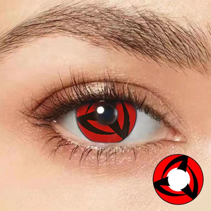 Qfdian 2Pcs/Pair Contacts Annually Red Color Contact Lenses Cosplay Halloween Eye Lenses