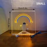 Qfdian LED Note Board Night Light With Colorful 7 Pens DIY Acrylic Message Board Erasable Painting Drawing Board For Kids Birthday Gift