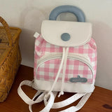 Qfdian Y2k Aesthetic Mini All Match Backpacks Contrast Color Plaid Fashion Casual Preppy Schoolbags Japanese Kawaii Chic Bags for Women
