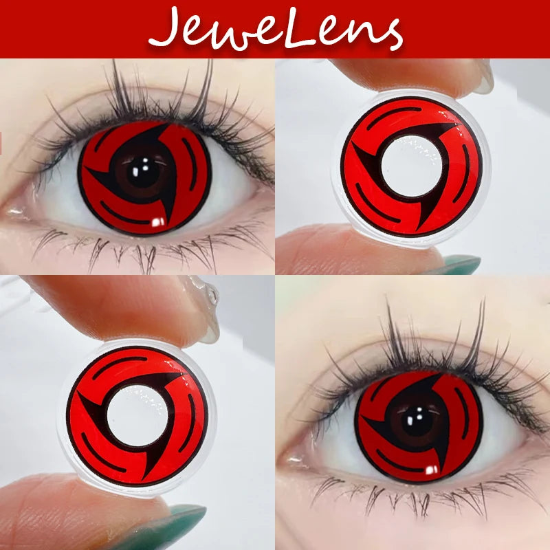 Qfdian 2Pcs/Pair Contacts Annually Red Color Contact Lenses Cosplay Halloween Eye Lenses